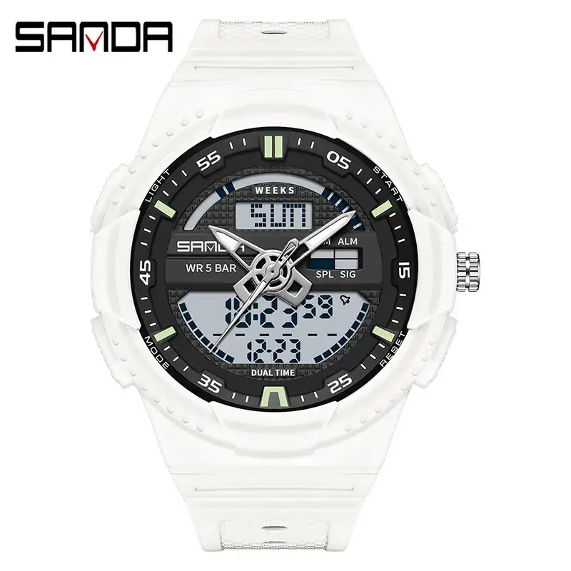 Sanda Digital Watch White 24Hr Display Waterproof - Image 4