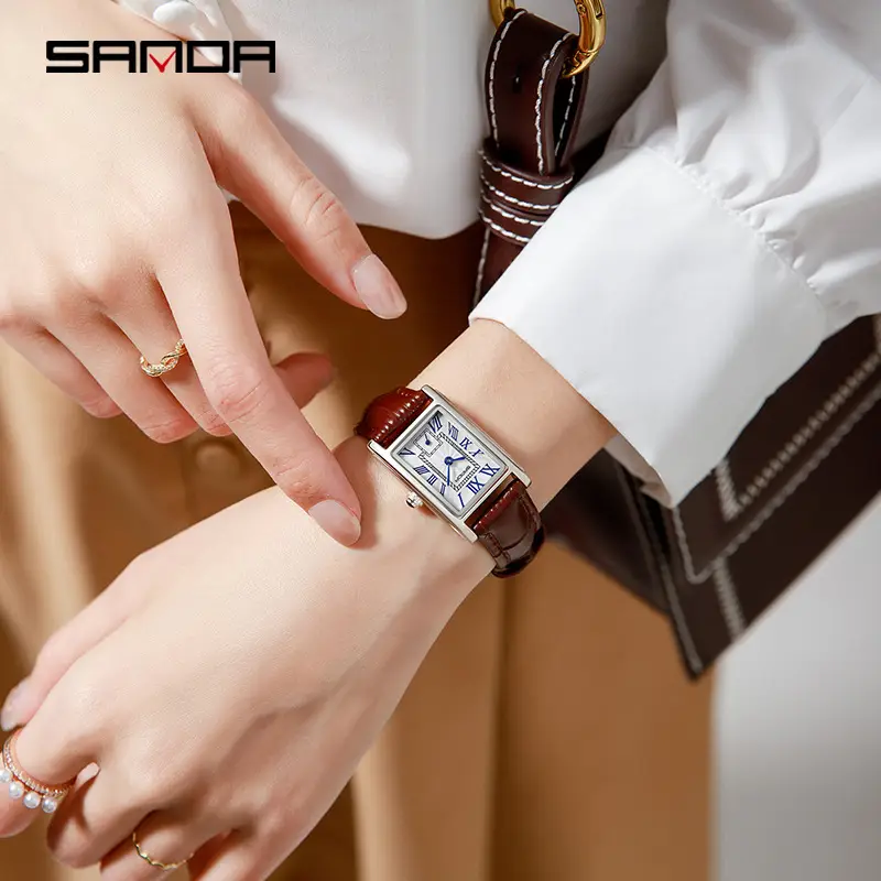 Sanda Square Steel Watch Roman Numeral Waterproof Quartz Women's Belt Watch - Image 9