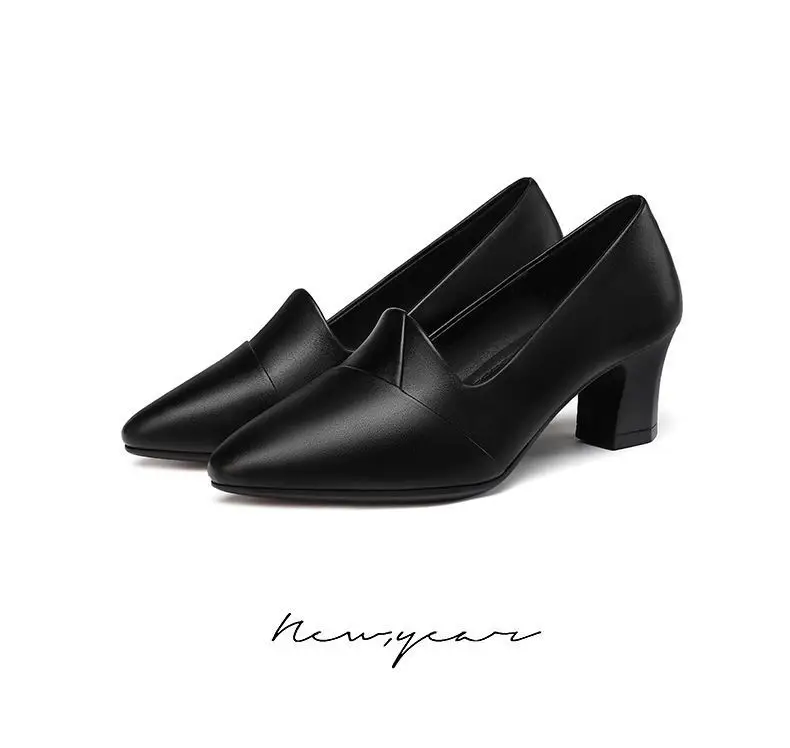 Black Pointed Heel Women's Leather Mules — feature 18
