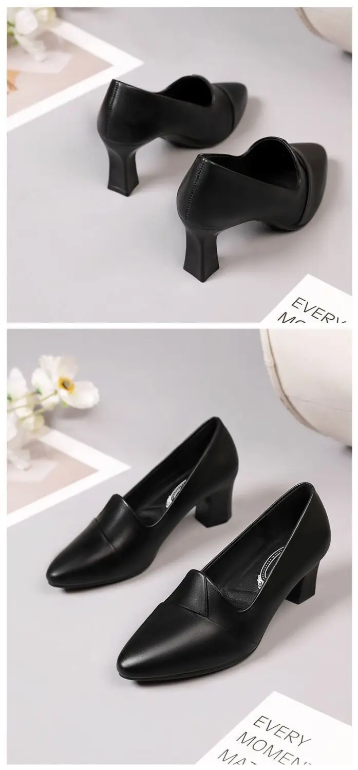 Black Pointed Heel Women's Leather Mules — feature 7