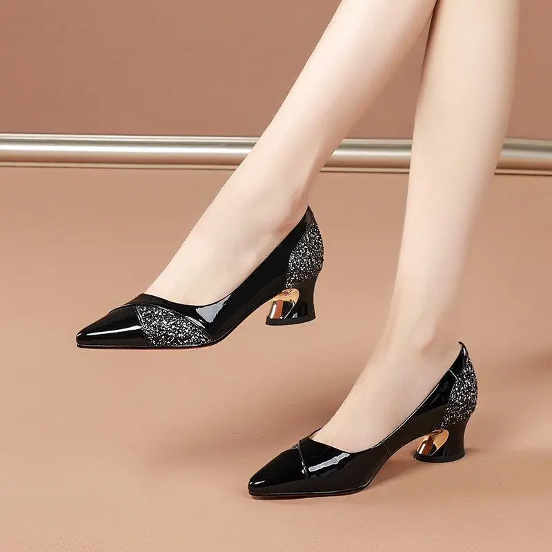 Women's Pointed Heel Red Leather Shoes 2023 - Image 4
