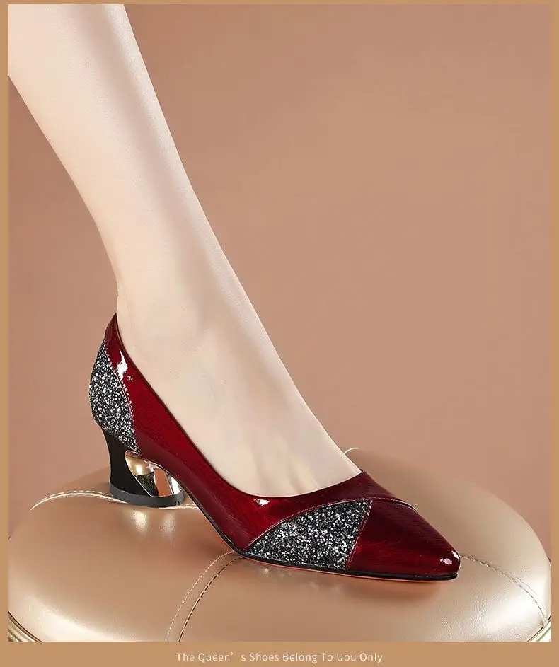 Women's Pointed Heel Red Leather Shoes 2023 — feature 8