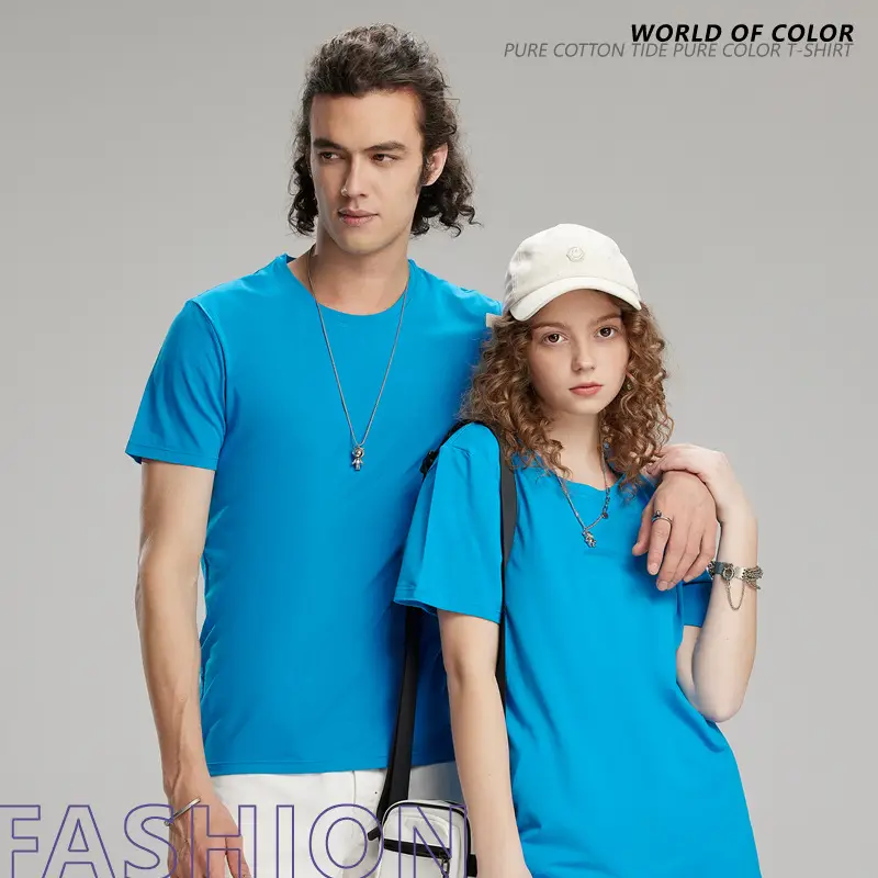 Men's Light Blue Lycra Cotton T-Shirt Round Neck Short Sleeve