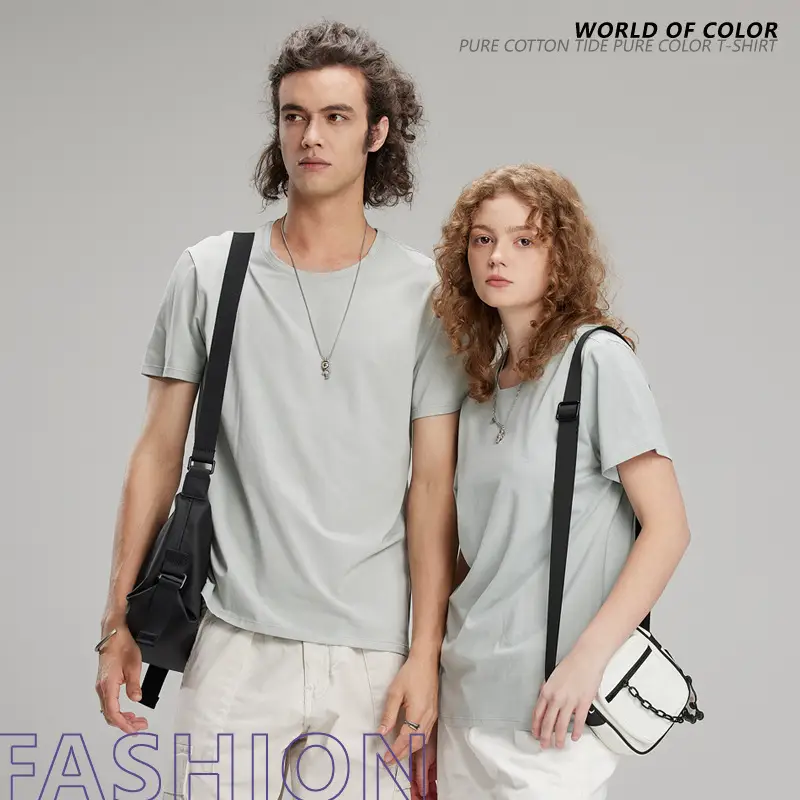 Men's Light Blue Lycra Cotton T-Shirt Round Neck Short Sleeve