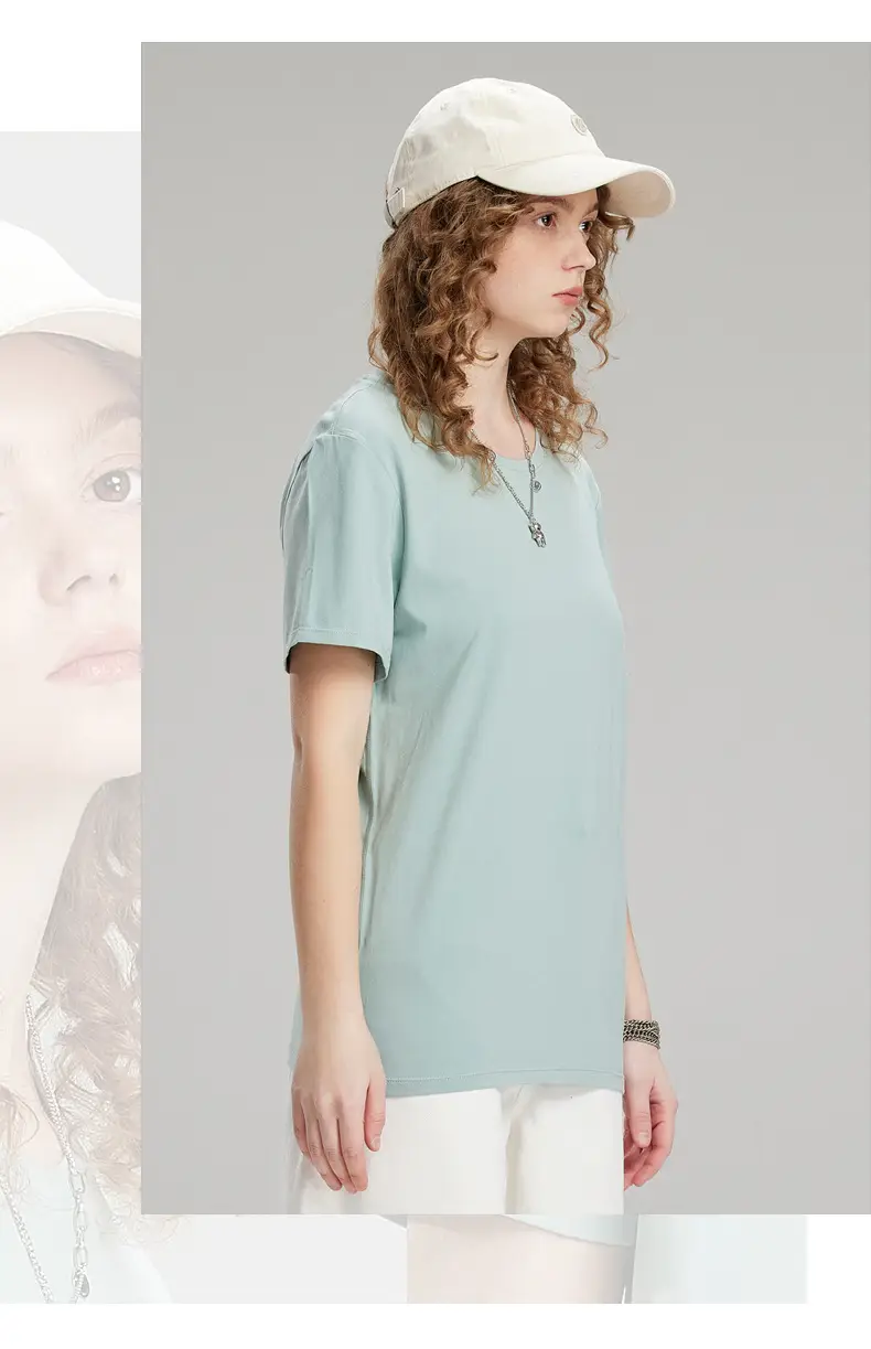 Men's Light Blue Lycra Cotton T-Shirt Round Neck Short Sleeve — feature 13