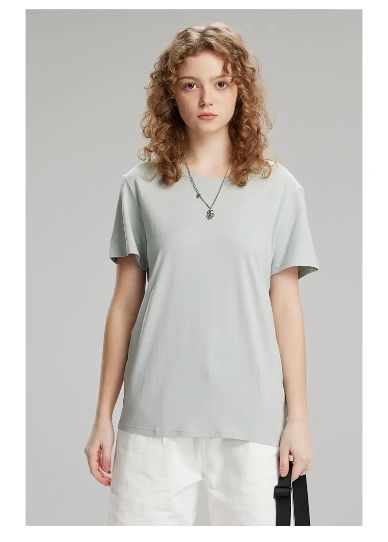 Men's Light Blue Lycra Cotton T-Shirt Round Neck Short Sleeve — feature 40