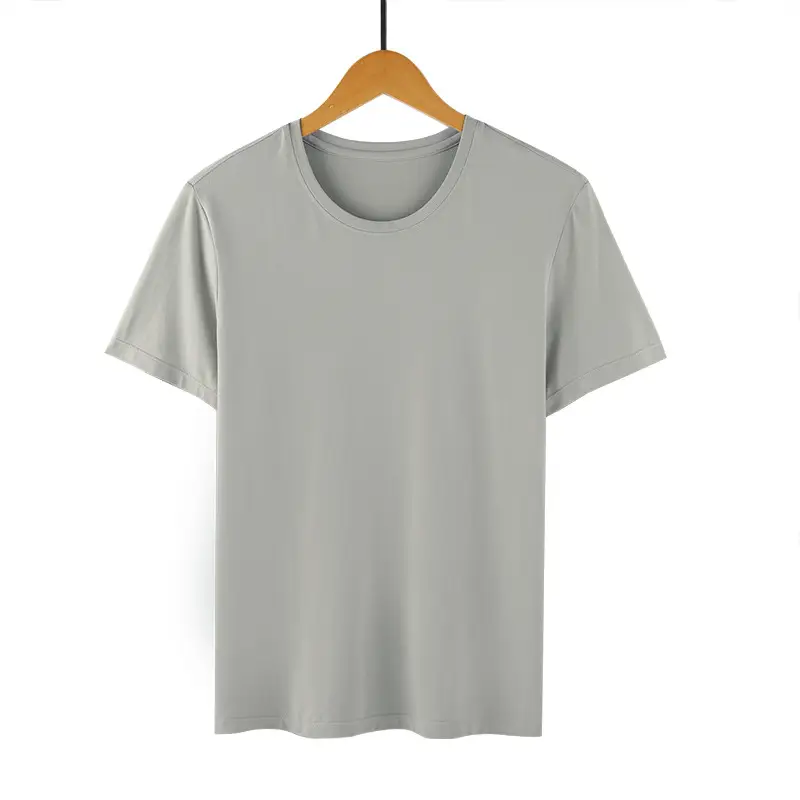 Men's Light Blue Lycra Cotton T-Shirt Round Neck Short Sleeve