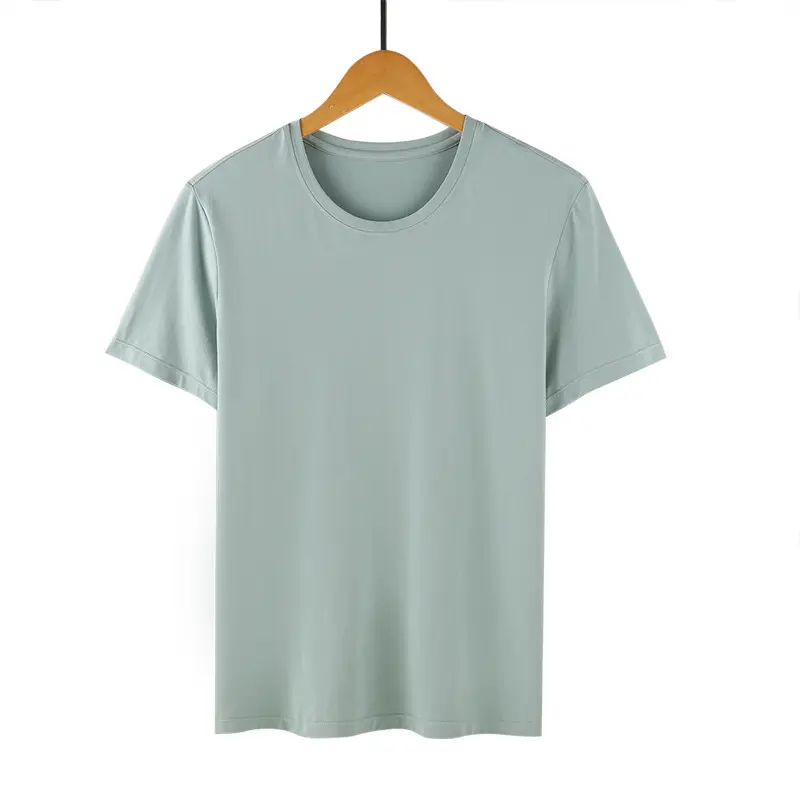 Men's Light Blue Lycra Cotton T-Shirt Round Neck Short Sleeve
