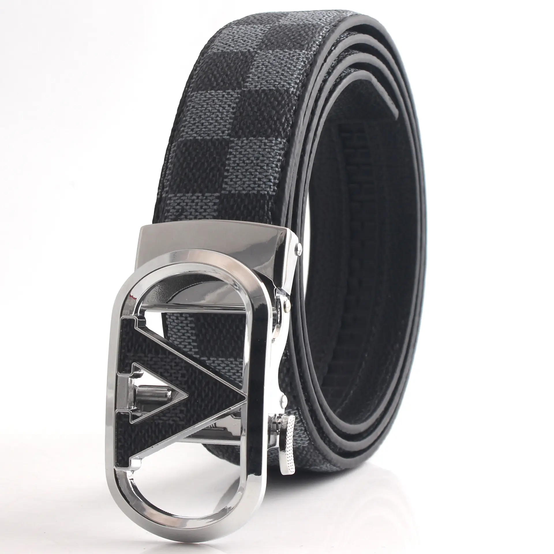 Men's V-Back Leather Belt with Gold Buckle - Image 2