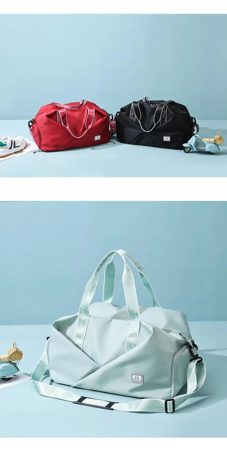 Black Travel Bag 2025 Large Capacity Dry Wet Separation — feature 16