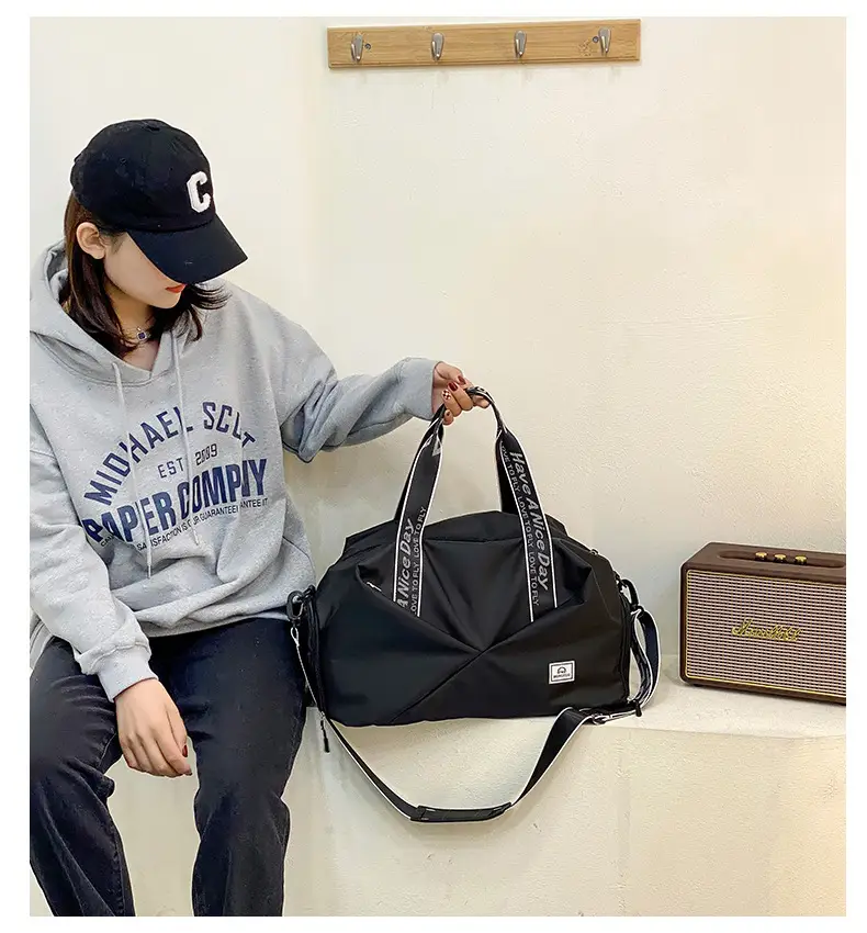 Black Travel Bag 2025 Large Capacity Dry Wet Separation — feature 56
