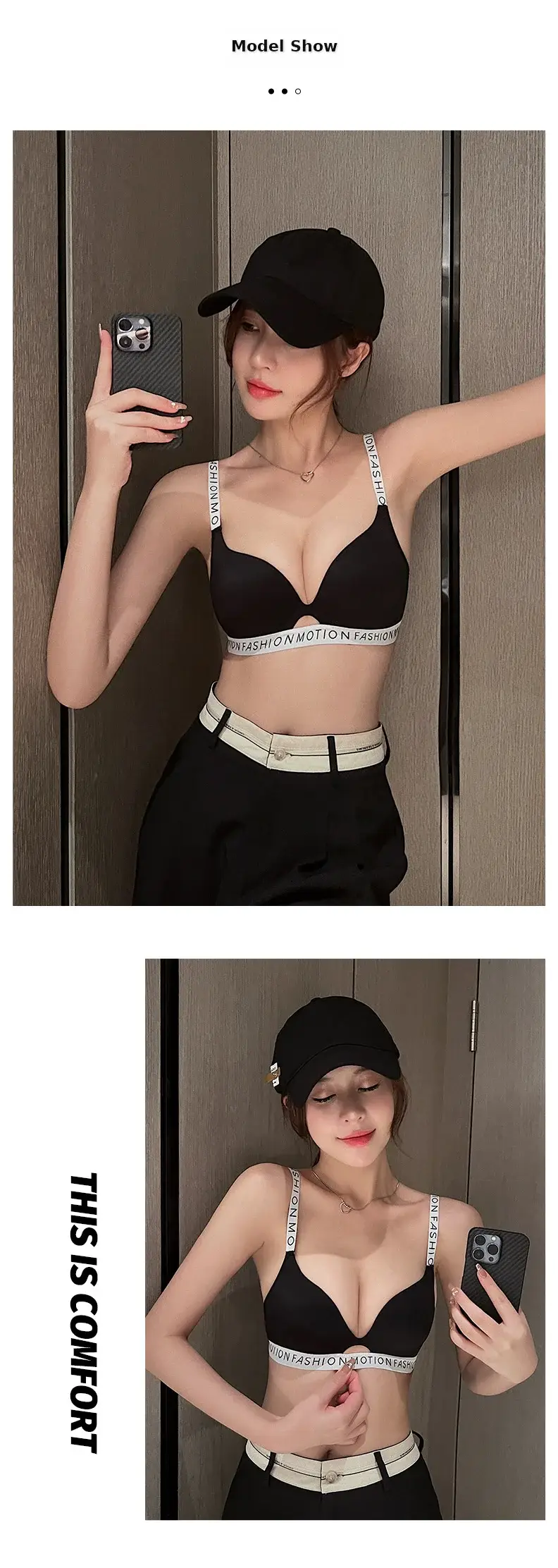 Women's Red Push Up Bra with Adjustable Band Large Size — feature 8