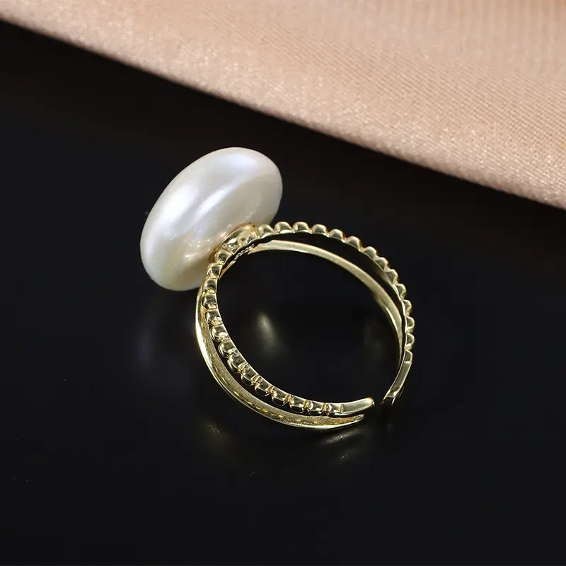 Pearl Ring with Gold Plated Baroque Design 13mm - Image 4