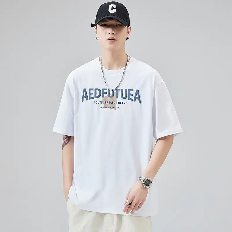 Men Grey Cotton T-Shirt with "EDFUTUA" Print - Image 8