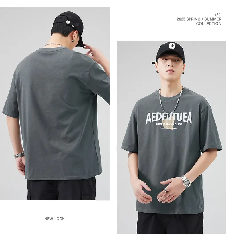 Men Grey Cotton T-Shirt with "EDFUTUA" Print — feature 10