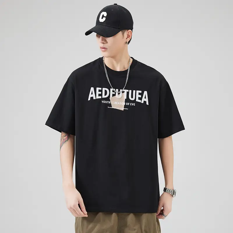 Men Grey Cotton T-Shirt with "EDFUTUA" Print - Image 3