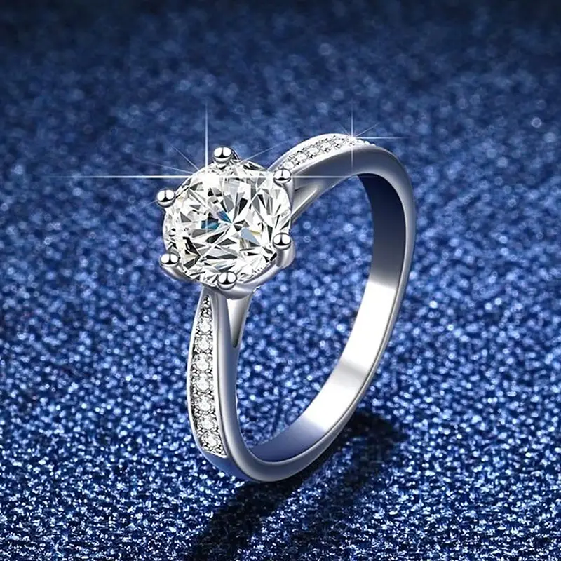 Clearance Platinum Moissanite Six Claw Ring - Image 26