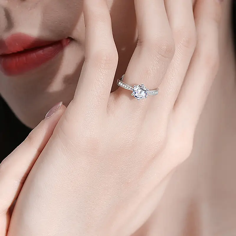 Clearance Platinum Moissanite Six Claw Ring - Image 28