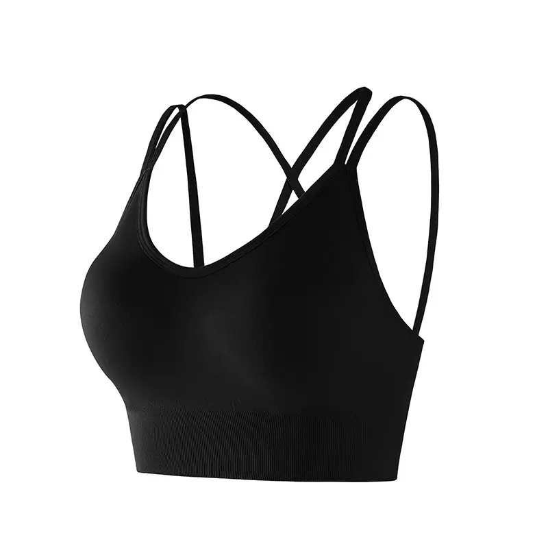 Hutomei Back Sports Underwear Integrated Shockproof Fitness Vest Fixed Cup High Strength Push-Up Sports Bra
