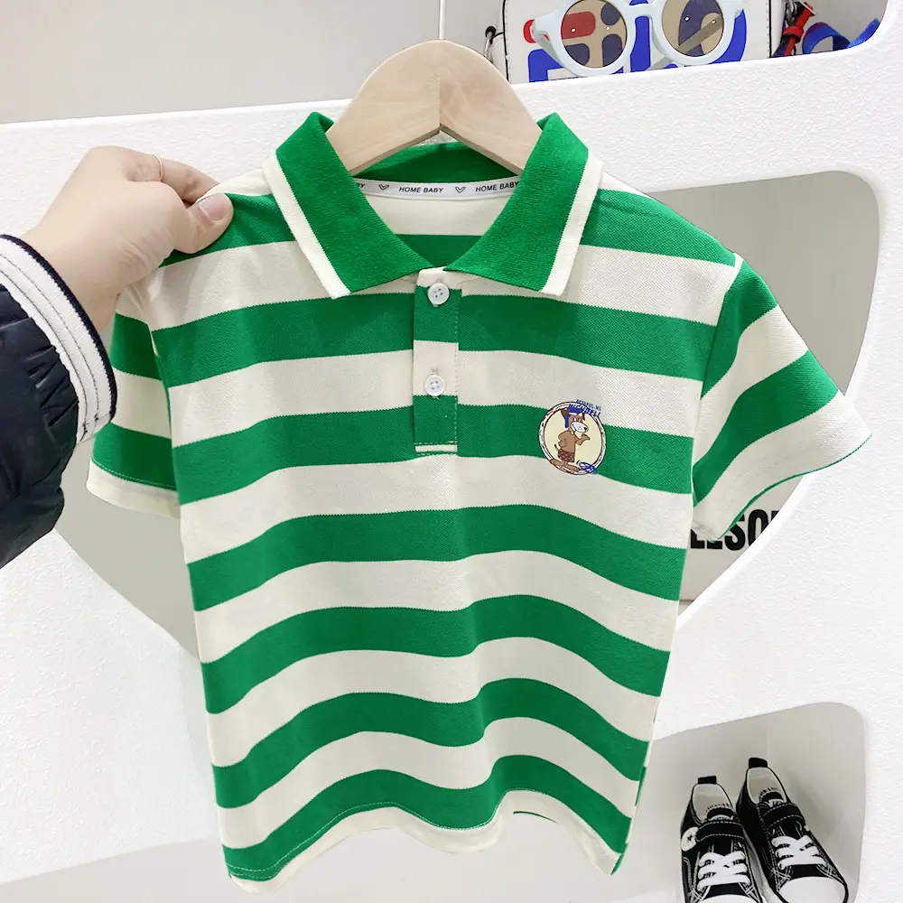 Children Striped Polo T-Shirt Boys 2023 Summer - Image 5