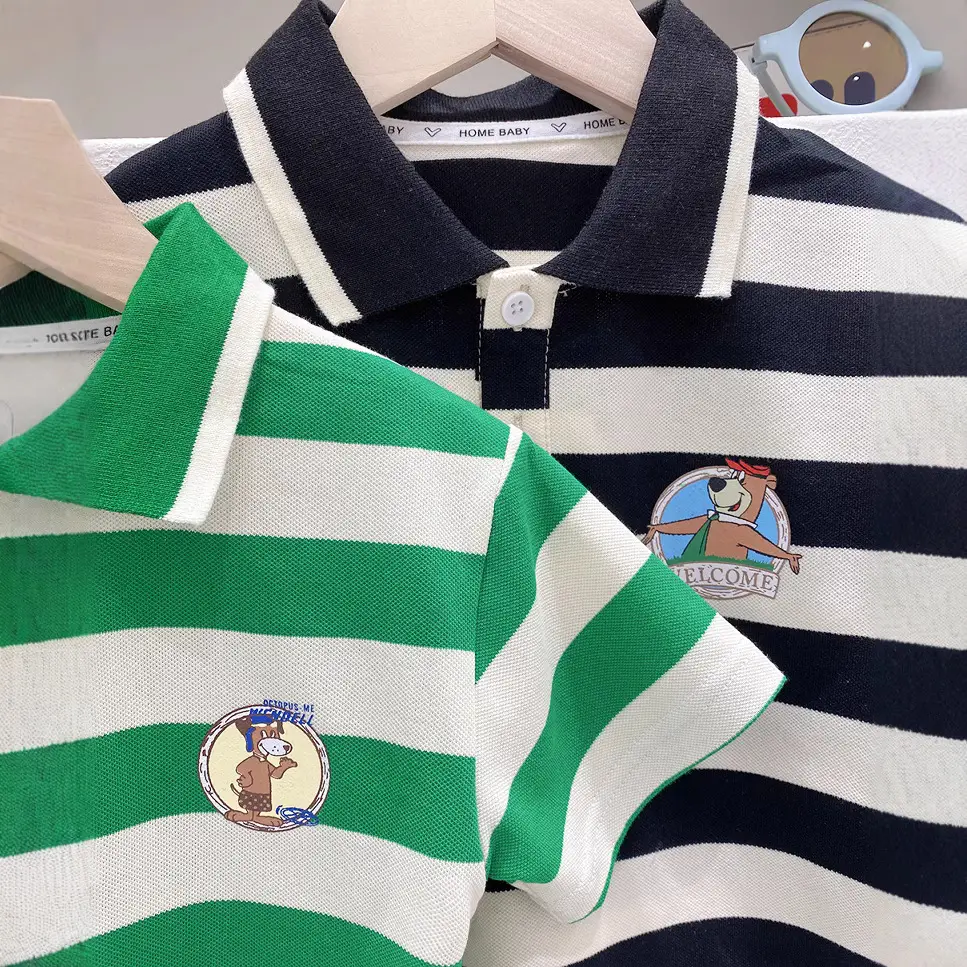 Children Striped Polo T-Shirt Boys 2023 Summer - Image 6