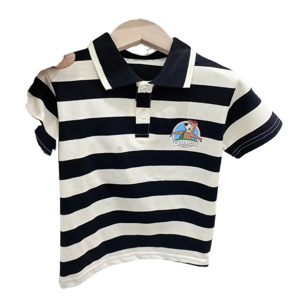 Children Striped Polo T-Shirt Boys 2023 Summer - Image 7