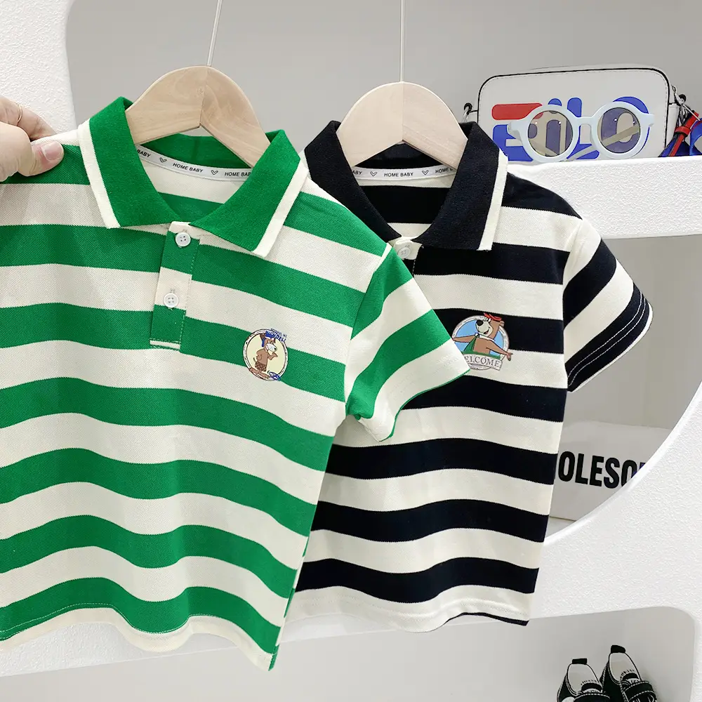 Children Striped Polo T-Shirt Boys 2023 Summer — feature 1