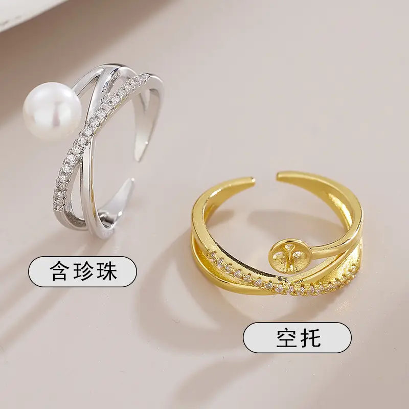 Gold Pearl Ring for Women White Wedding Style - Image 2