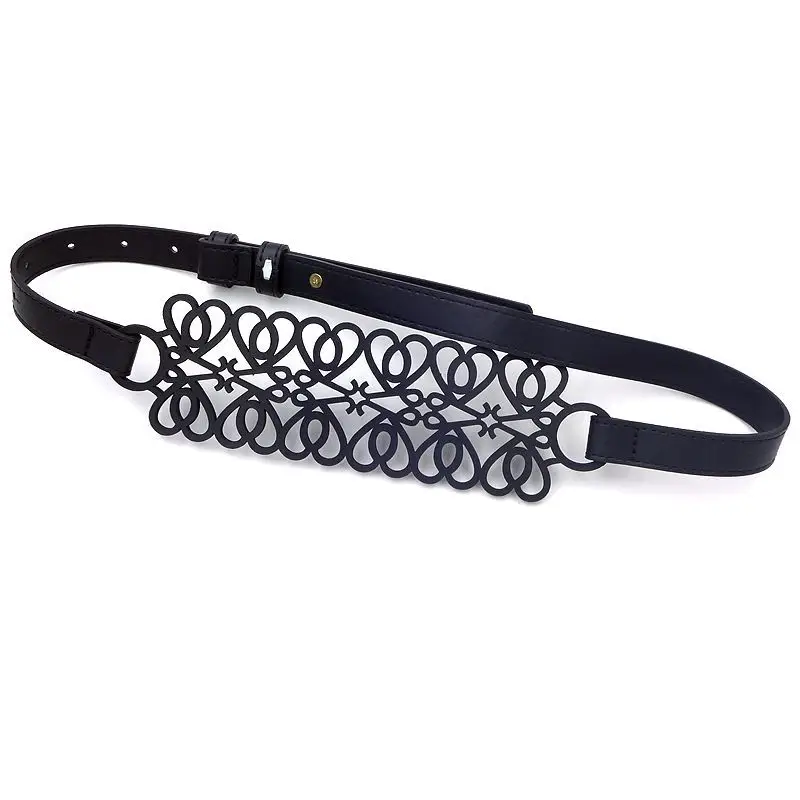 New Women's Hollow Belt Wide Waist Seal Black Adjustable