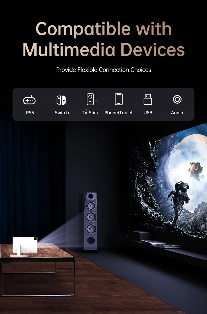 Overseas Cross-Border Hy300Mini Barrel New High-Definition Projector Portable Micro Mini Home Led Projector — feature 12