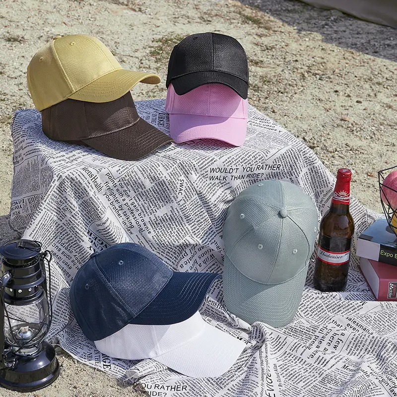 Men Women Sun Hat Pink Mesh Baseball Cap - Image 9