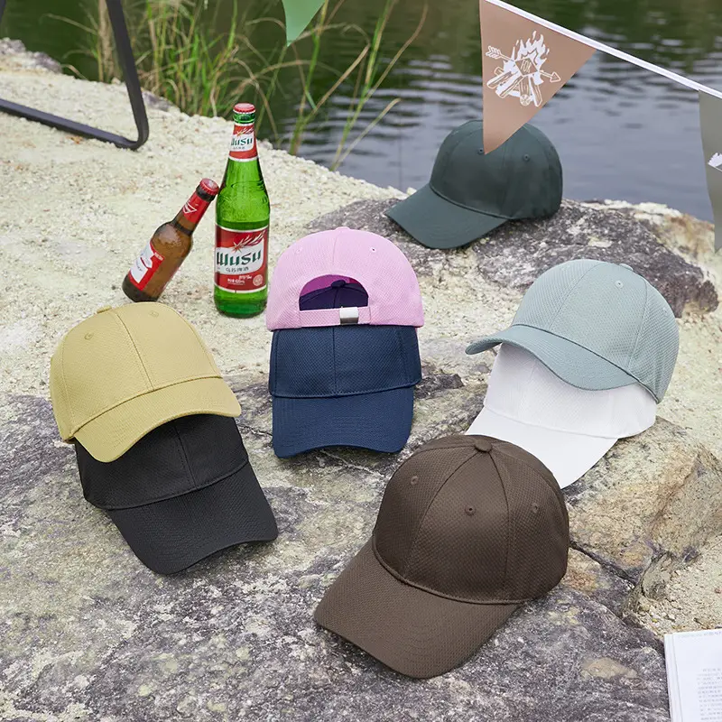 Men Women Sun Hat Pink Mesh Baseball Cap - Image 11