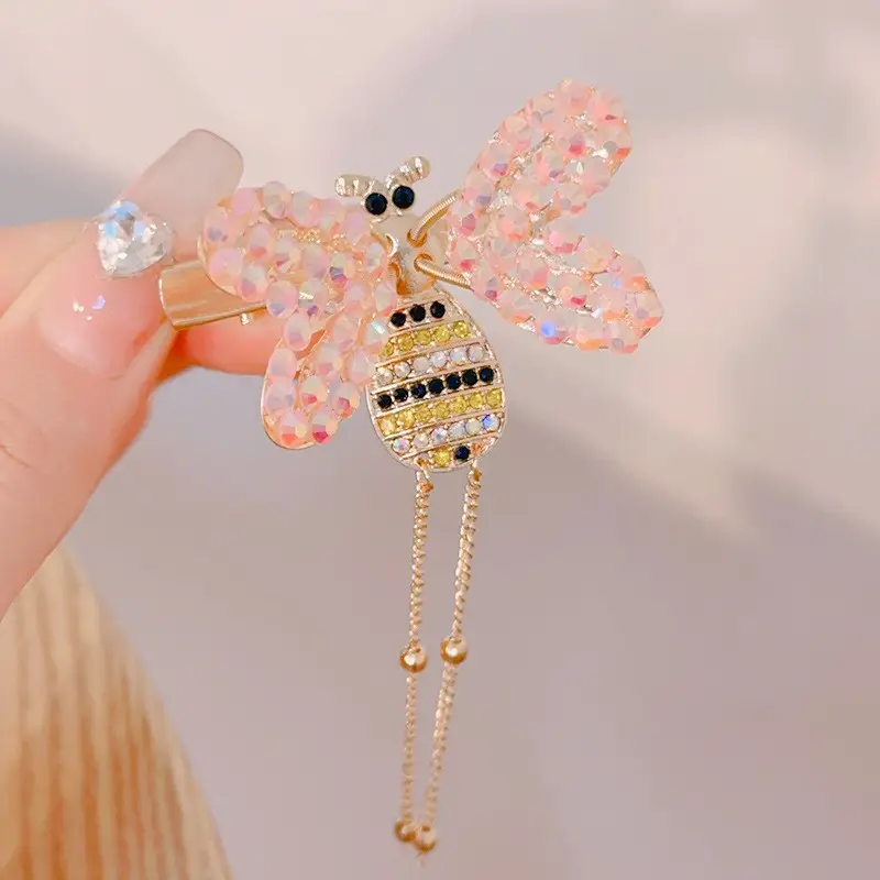 Pink diamond Little Bee hairpin