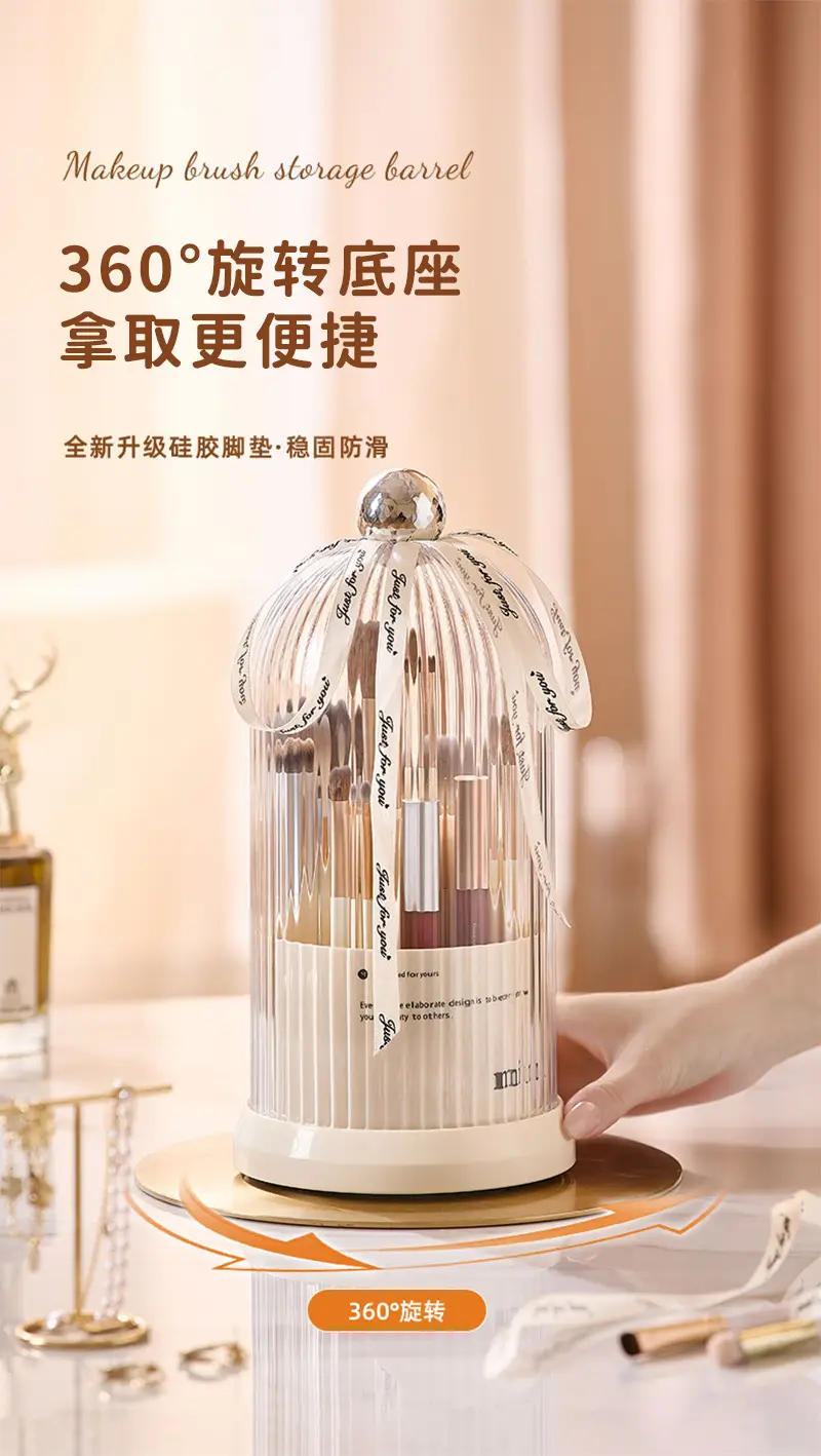 Rotating Makeup Storage Tube for Cosmetics Desk — feature 14