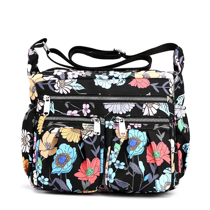 2023 New Pleated Women's Nylon Floral Shoulder Crossbody Bag