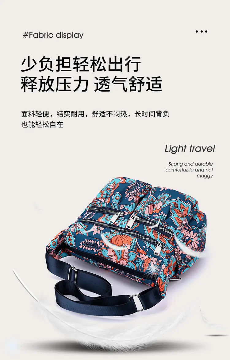 2023 New Pleated Women's Nylon Floral Shoulder Crossbody Bag — feature 7