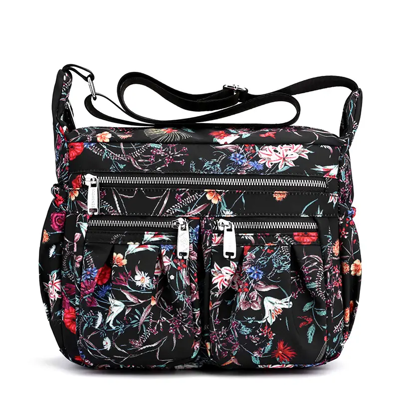 2023 New Pleated Women's Nylon Floral Shoulder Crossbody Bag