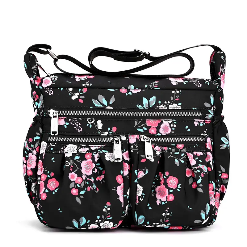 2023 New Pleated Women's Nylon Floral Shoulder Crossbody Bag