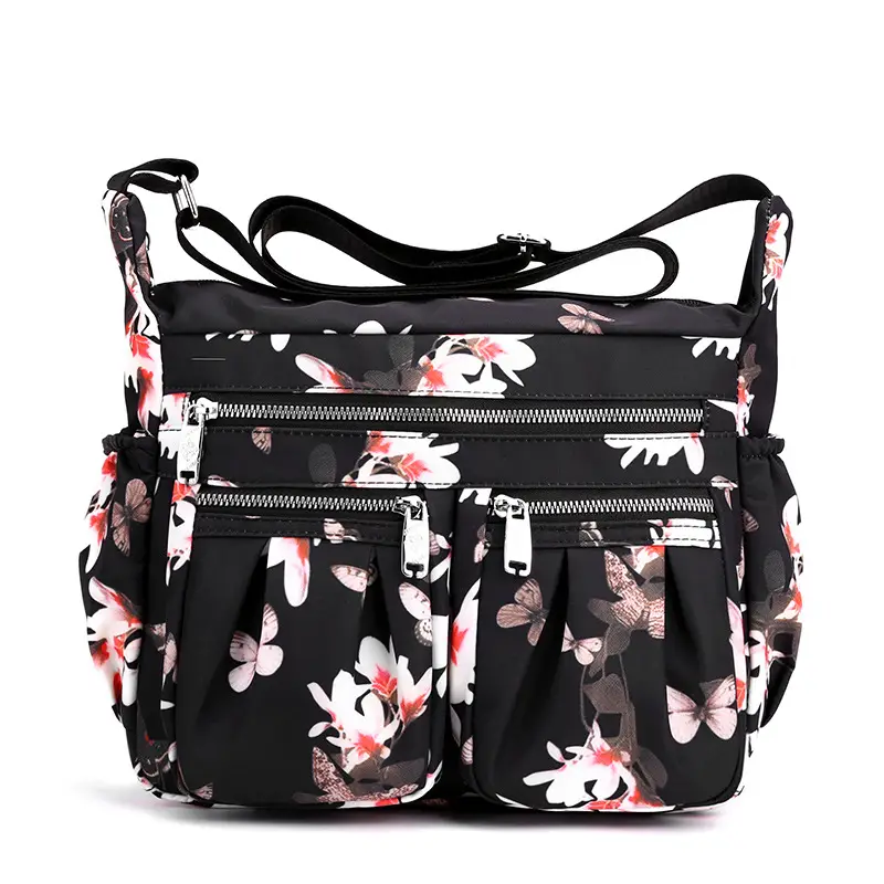 2023 New Pleated Women's Nylon Floral Shoulder Crossbody Bag