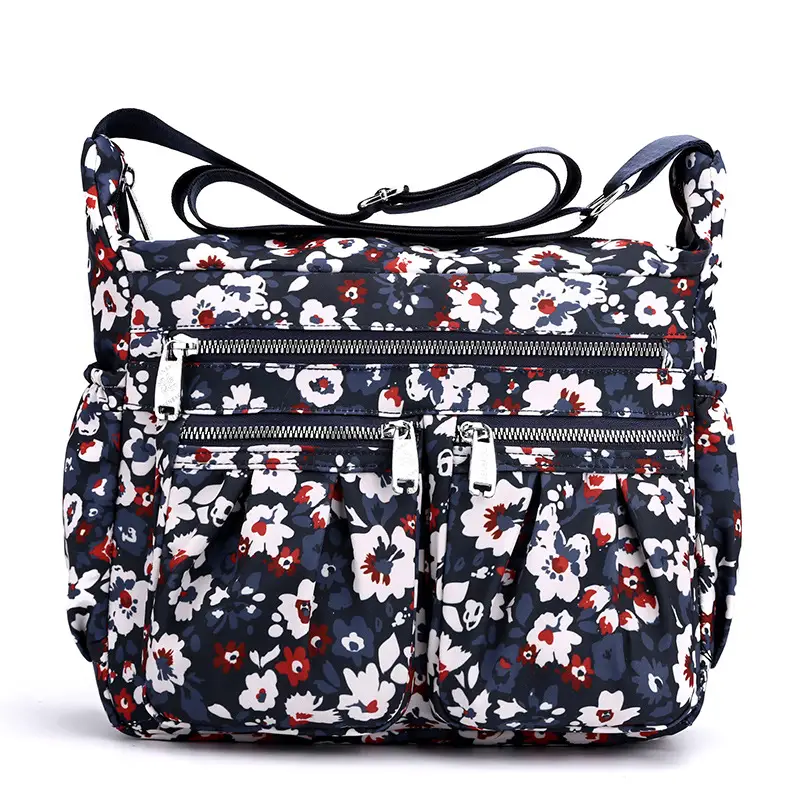 2023 New Pleated Women's Nylon Floral Shoulder Crossbody Bag