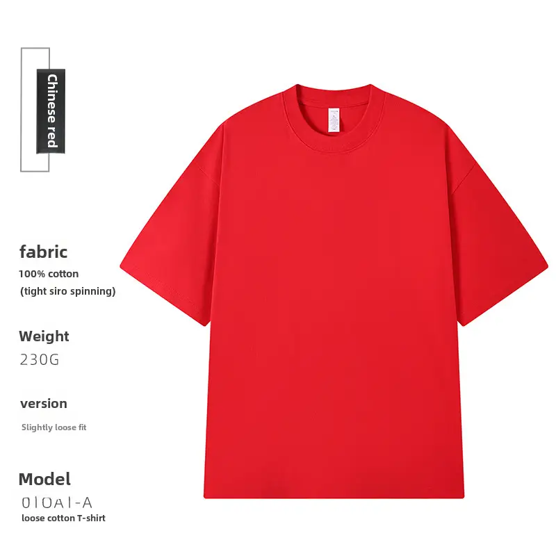 230g Cotton Shoulder T-Shirt Navy Blue Crew Neck - Image 83