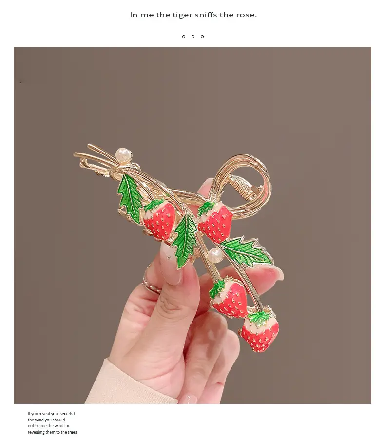 Strawberry Hairpin Clip for Women's Headwear — feature 8