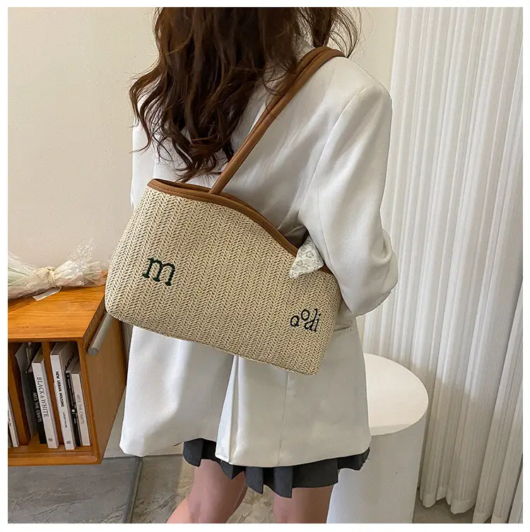 Women's Straw Tote Bag with Bow Decor — feature 18