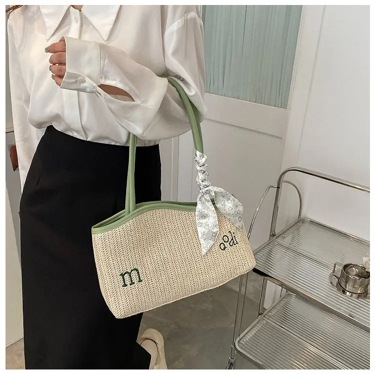 Women's Straw Tote Bag with Bow Decor — feature 27