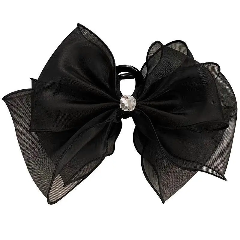 Black Mesh Shark Clip with Gold Clasp - Image 9