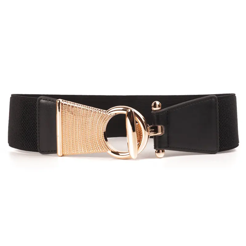 Black Nylon Belt with Gold Clasp for Women