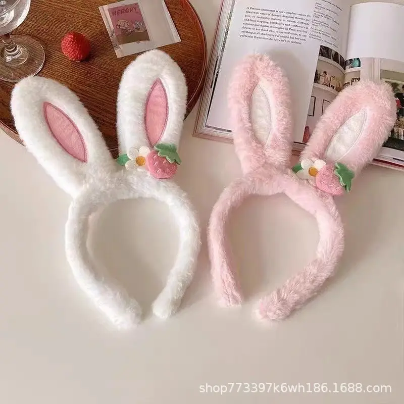 Pink Faux Rabbit Ear Plush Headband for Girls - Image 12