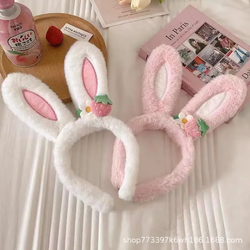 Pink Faux Rabbit Ear Plush Headband for Girls — feature 4