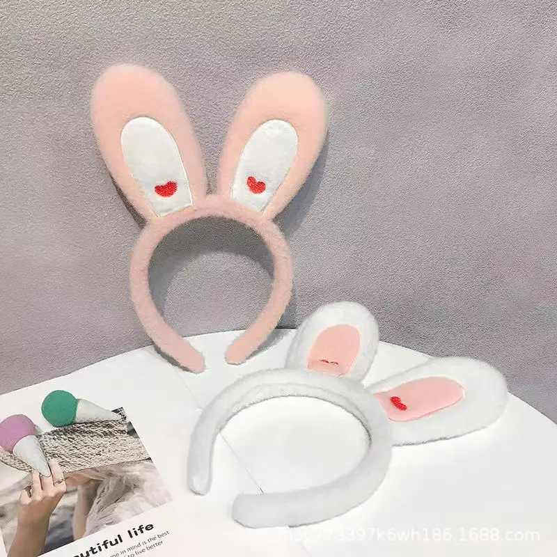 Pink Faux Rabbit Ear Plush Headband for Girls - Image 10