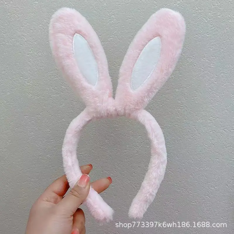 Pink Faux Rabbit Ear Plush Headband for Girls - Image 5